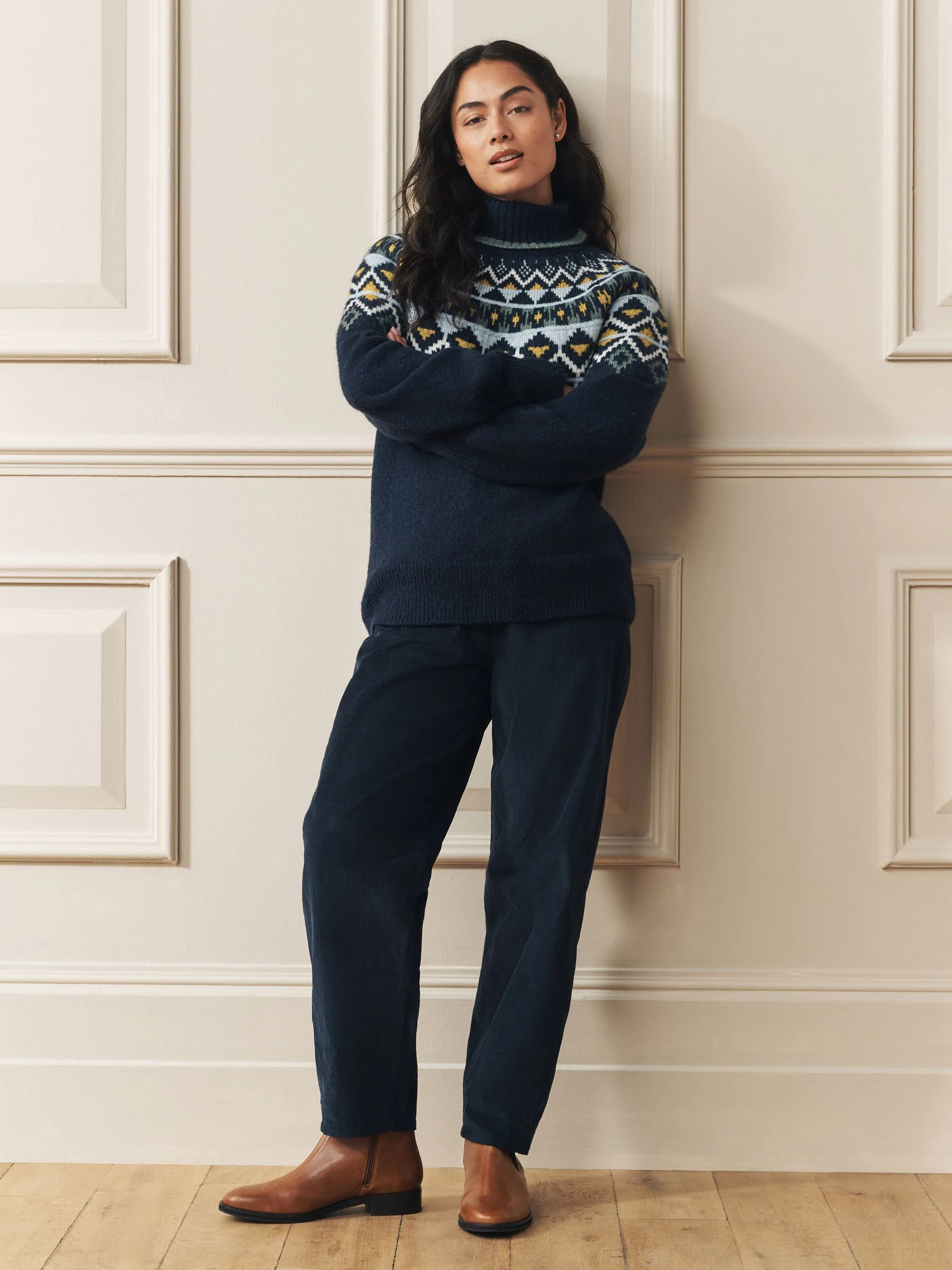 Laura Ashley Fairisle Pattern Roll Neck Jumper With Wool