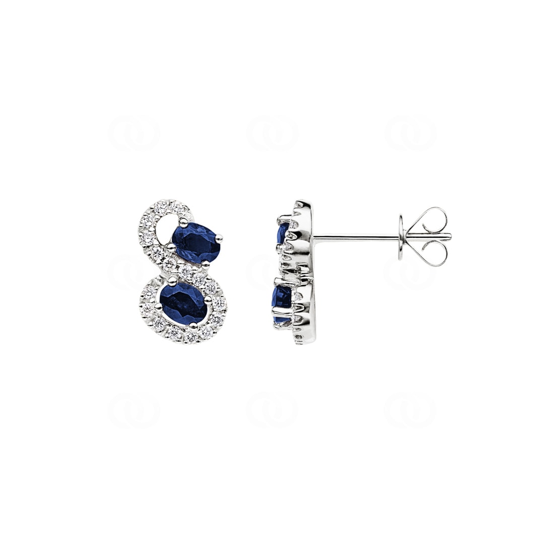 Ohrstecker 750/18 K Weissgold mit Saphiren & Diamanten 0.21 ct H/si