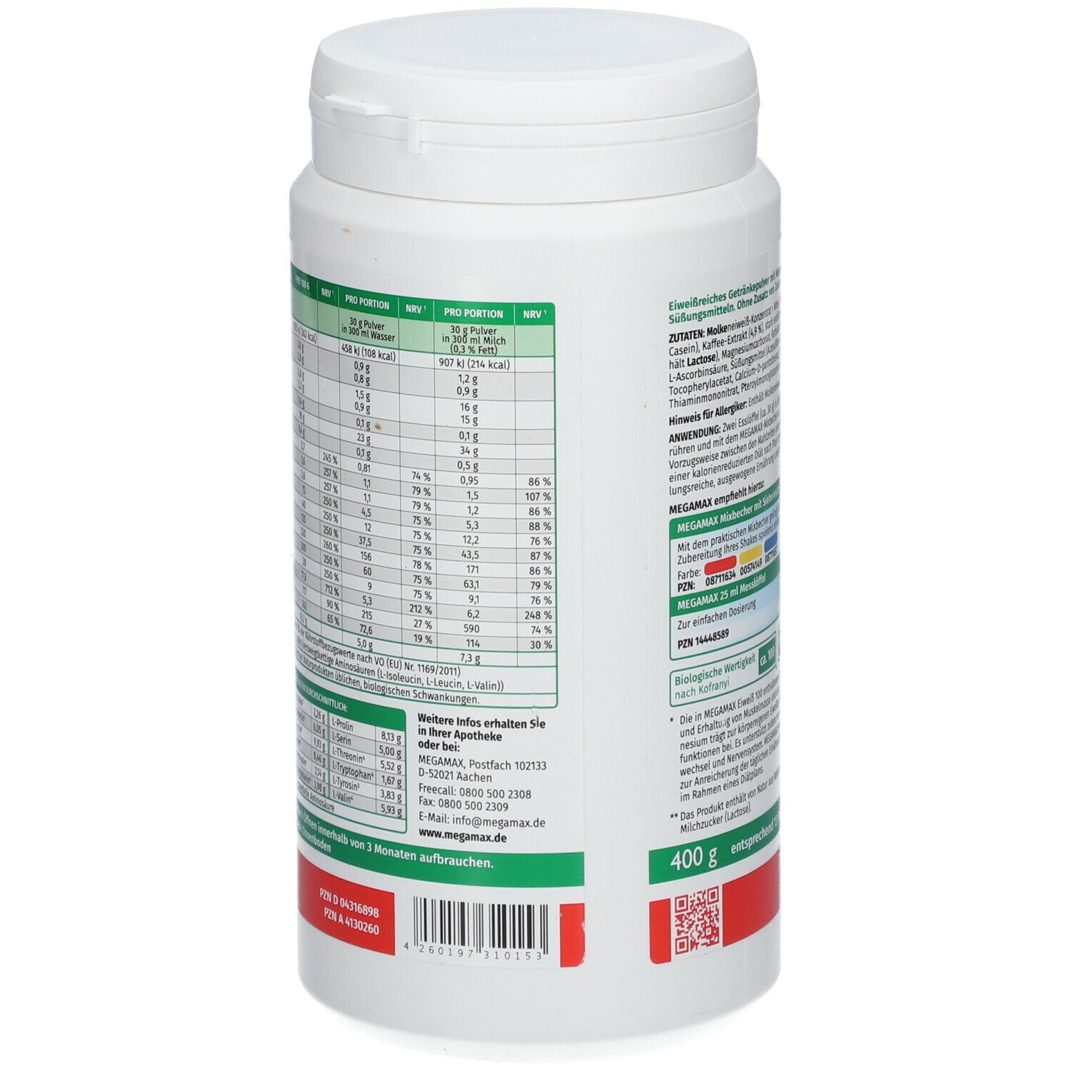 MEGAMAX® Nutrition Eiweiß 100 Cappuccino-Geschmack