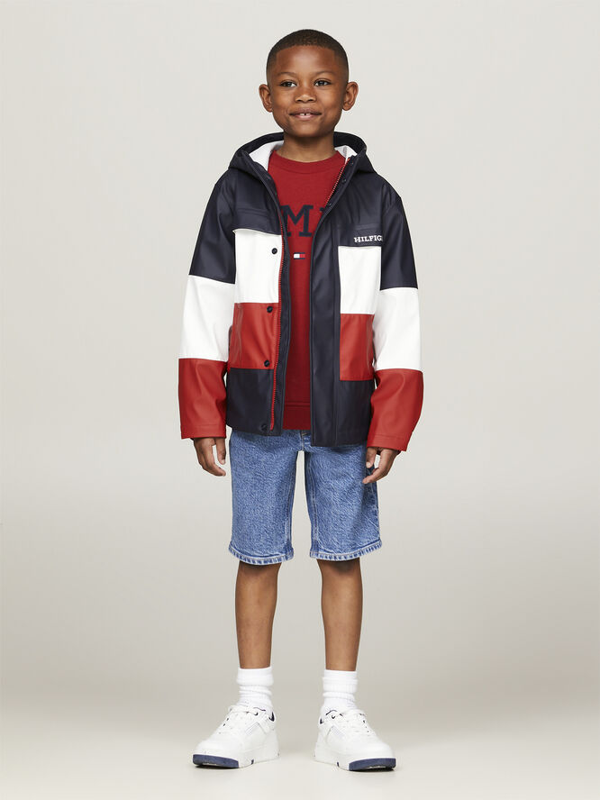 Tommy Hilfiger U COLORBLOCK LONG WINDBREAKER Red / white /  blue
