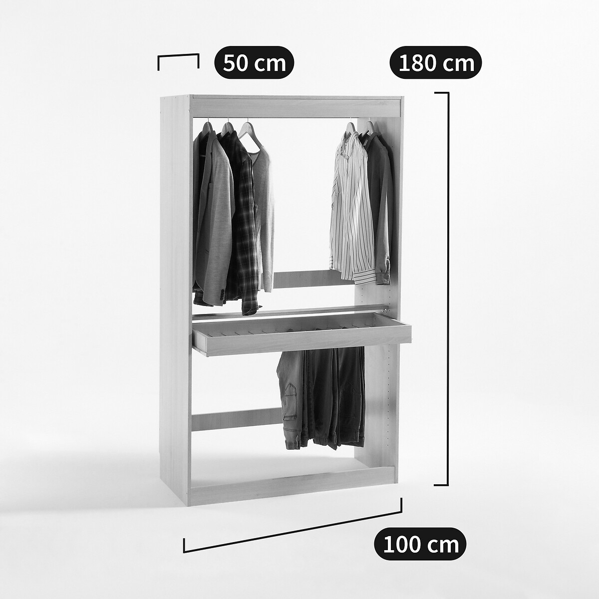 LA REDOUTE INTERIEURS<br>Módulo de vestir, guarda-roupa + porta-calças, Construído