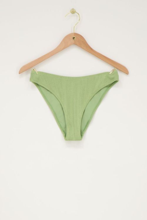 Groen bikini broekje met rib en ruffle