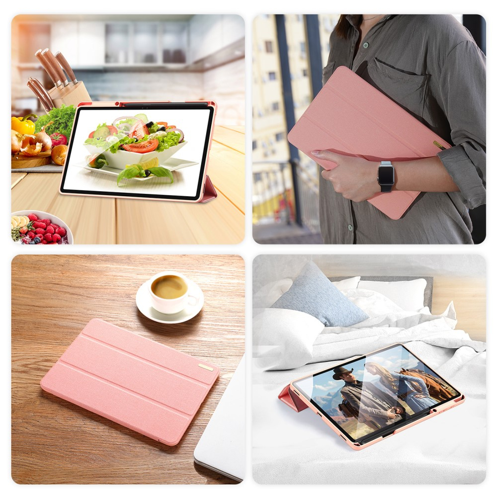 Samsung Galaxy Tab S8  Plus / Tab S7 FE 5G / Tab S7  Plus Tasche Smart Cover Hülle Stoff Design mit S-Pen Halterung - Rosa
