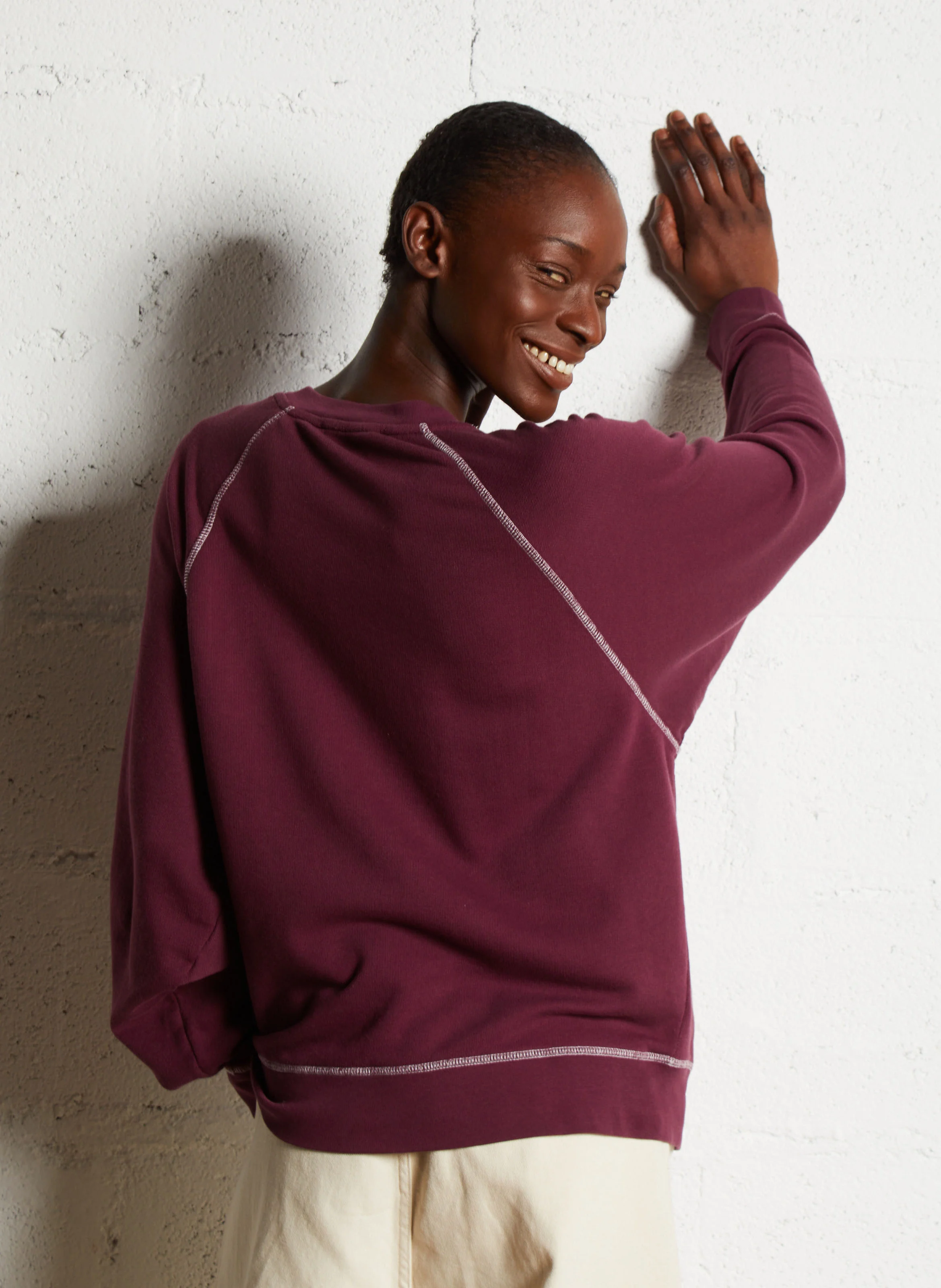 BART - Sweat oversize col rond en coton mélangé | Violet