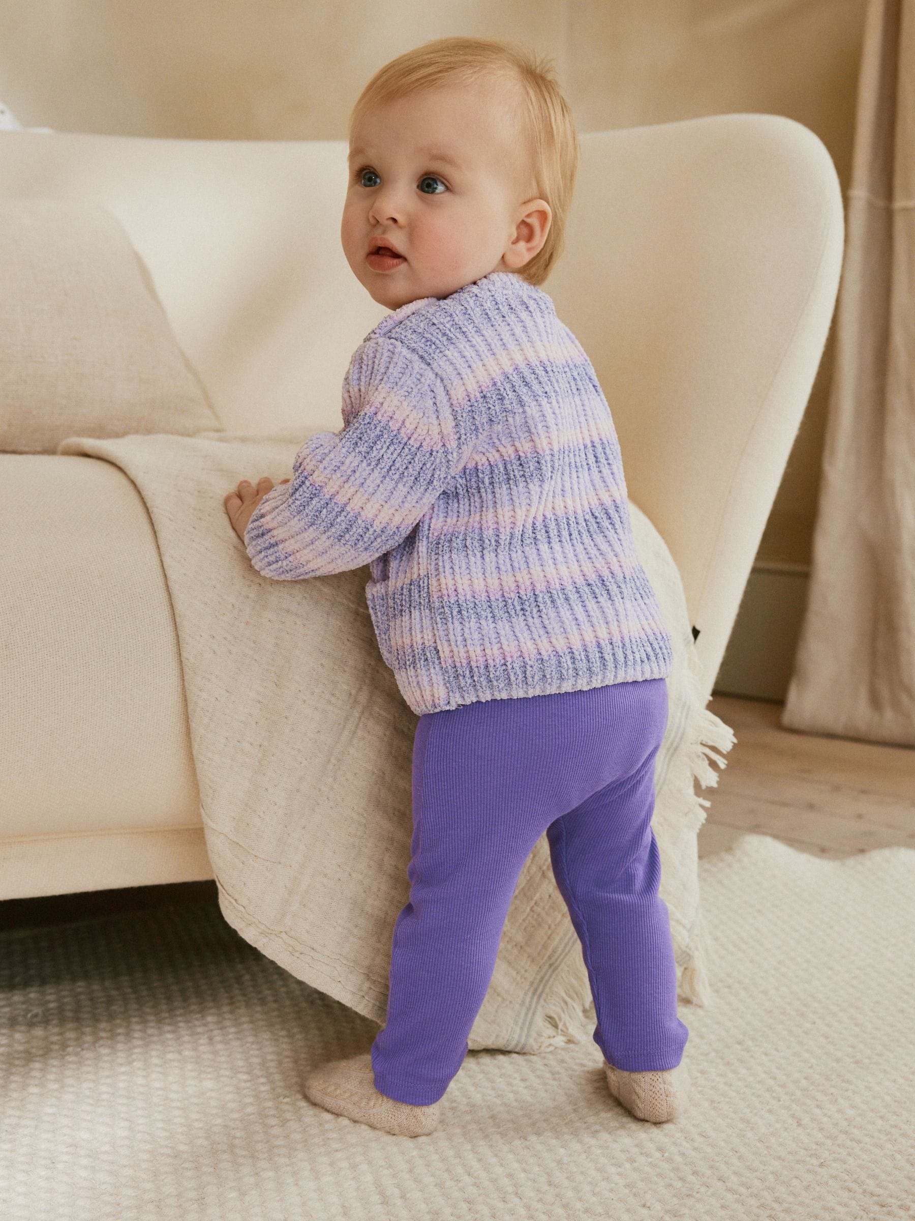 Paars space dye - Chenille Trui en Leggings 2 Pieces Baby Set (0mnd-3jr)