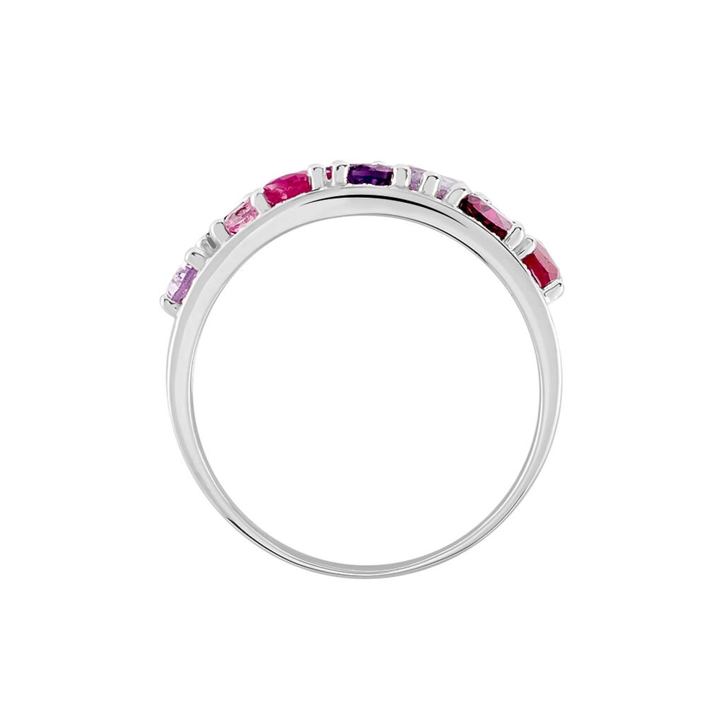 Bague Multicolore Or Blanc Amethyste Et Saphir Et Rhodolite
