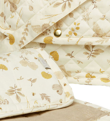 Cam Cam Wickeltasche für Puppen - Beige m. Blätter/Schmetterling