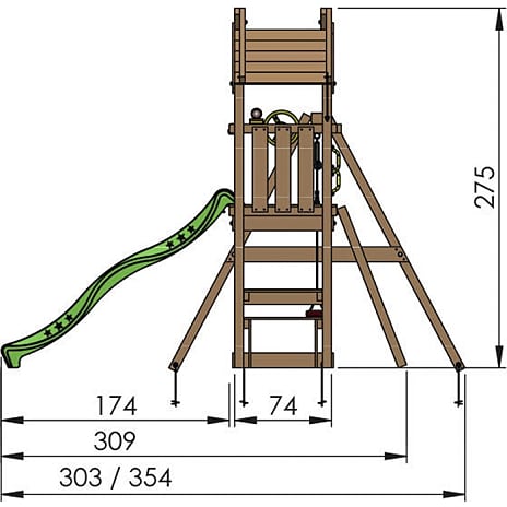 Jungle Gym Totem legetårn komplet inkl. gyngemodul og blå rutsjebane