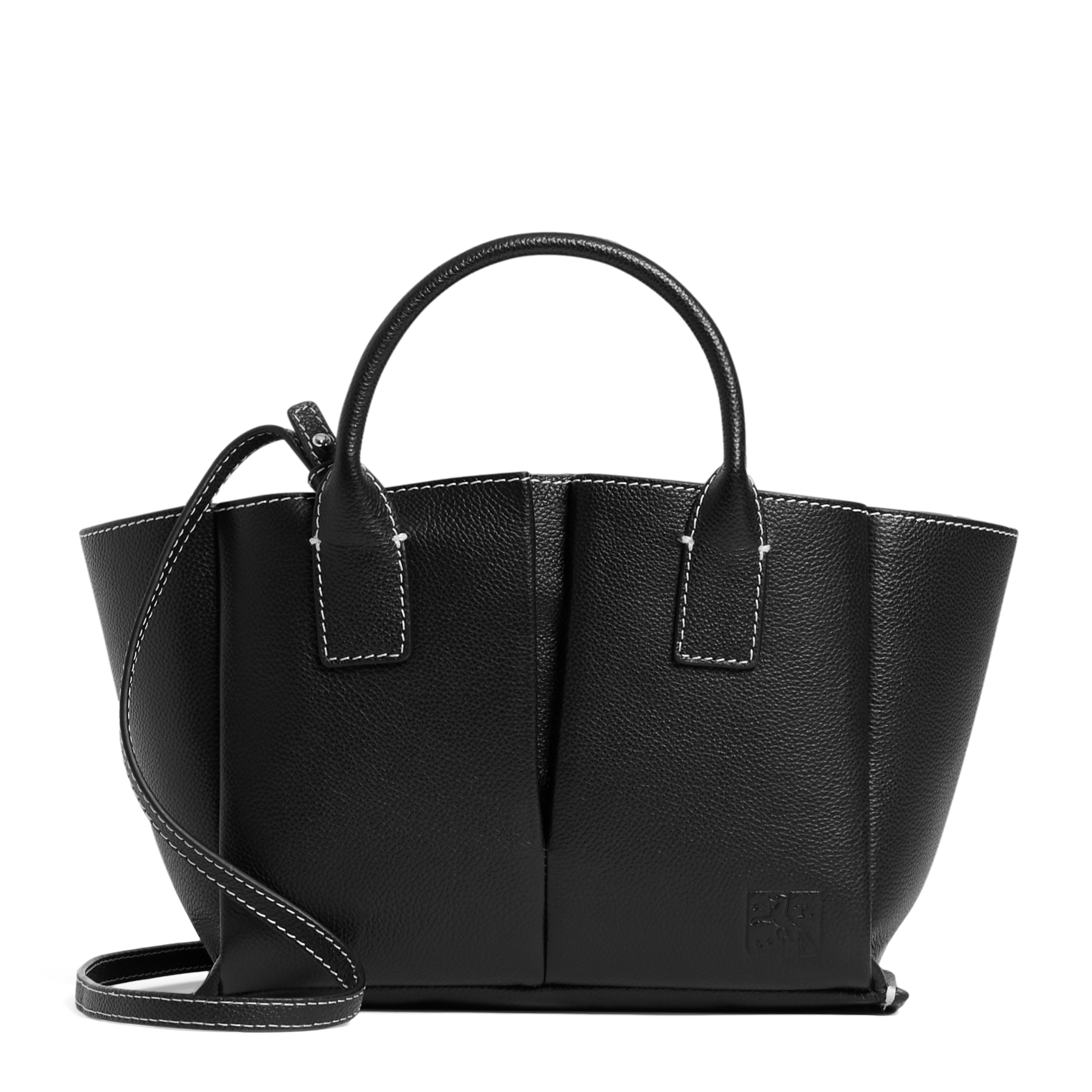 ELENA - Petit sac cabas en cuir de vachette | Noir