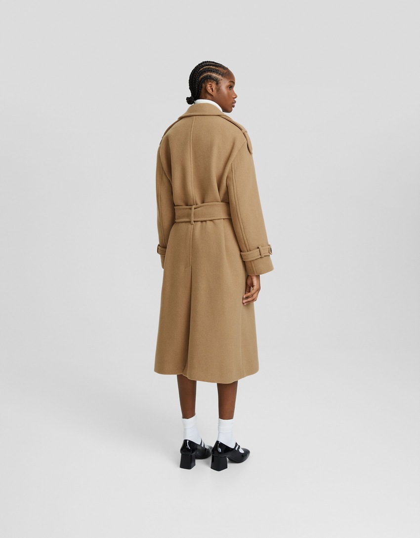 Trench coat em mistura de lã