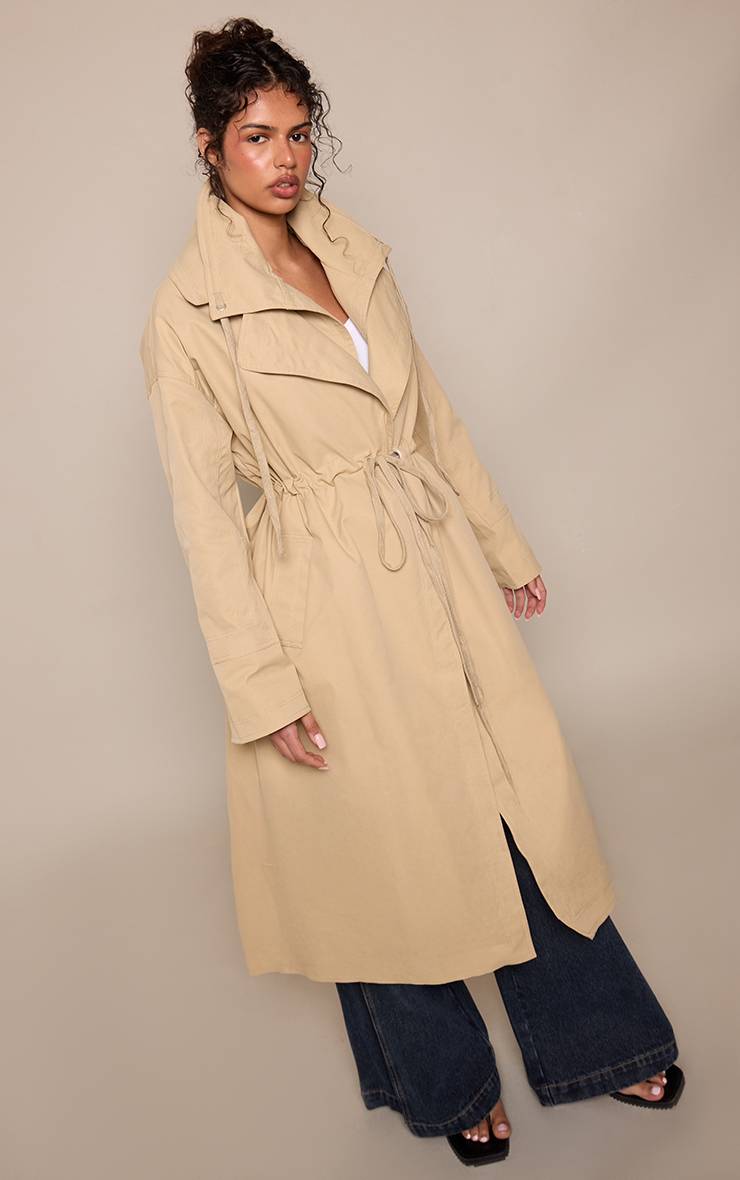 Beige Trench-coat Beige À Taille Cintrée