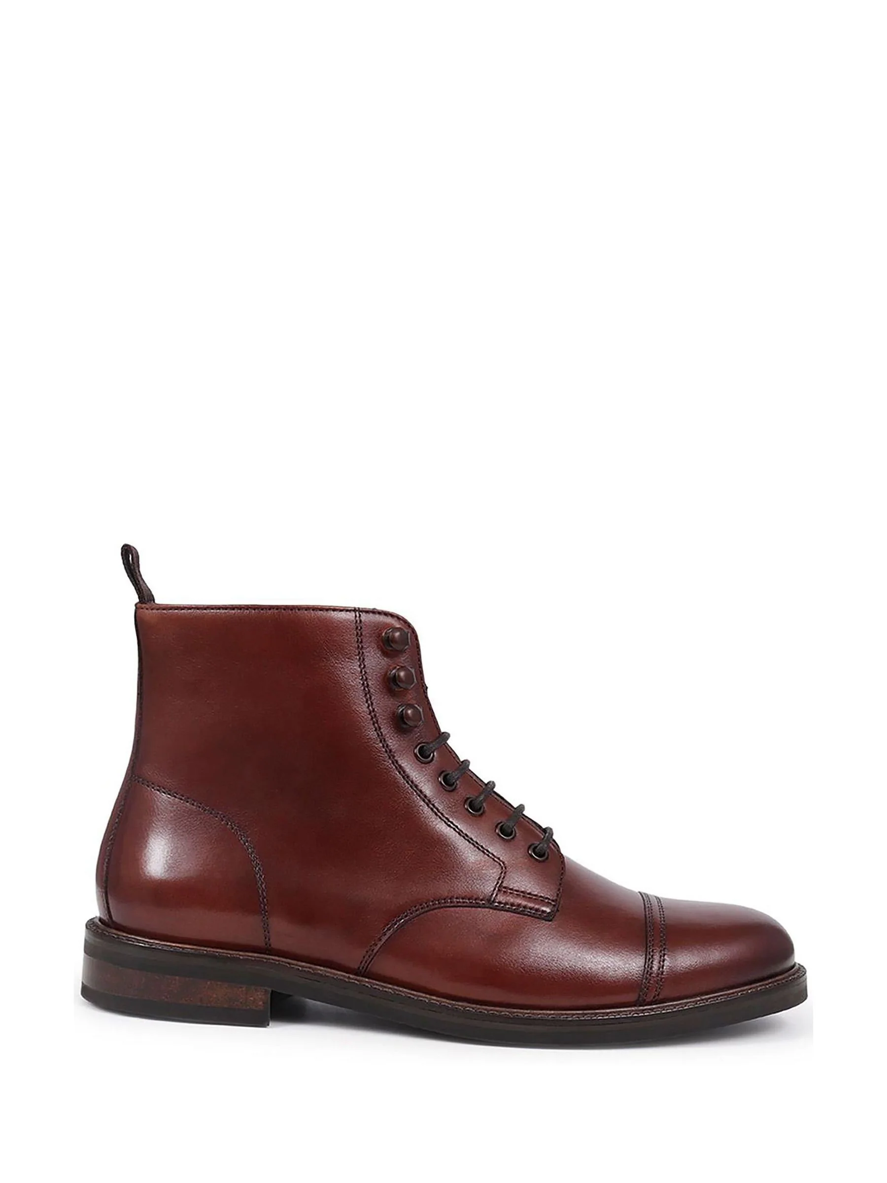 Bruin - Jones Bootmaker Finch Boots met Vetersluiting van Leer