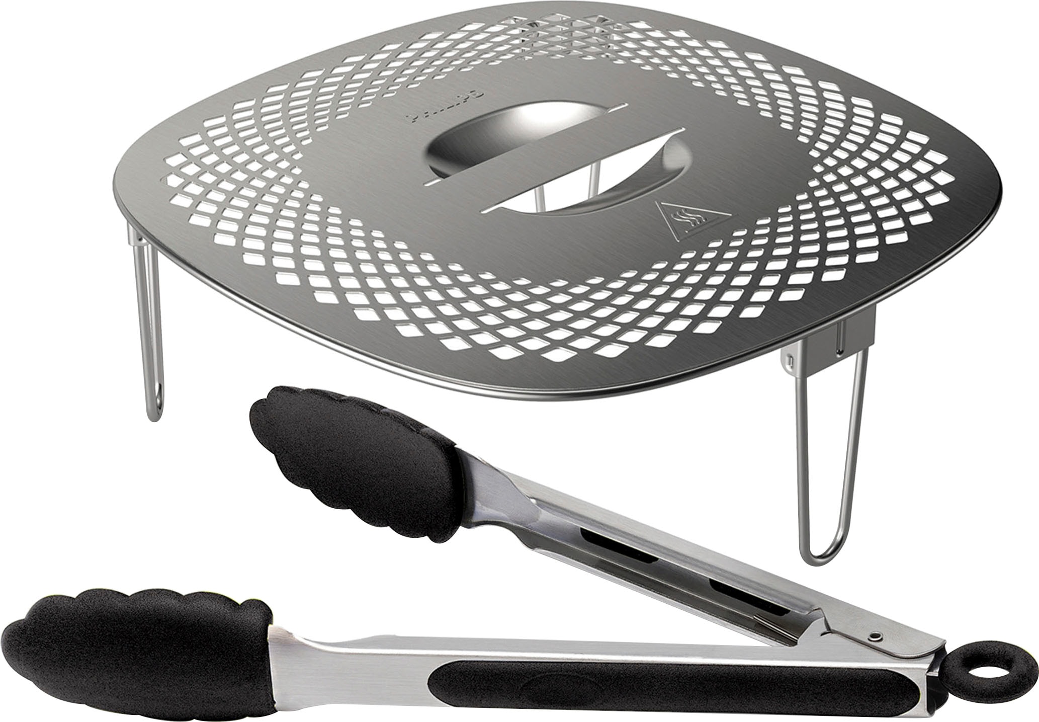 Philips Grillpfanneneinsatz »HD9954/01 Snack Profi-Kit« Edelstahl | Silikon 3 Stk. tlg. Snackdeckel+ Zange für Airfryer XXL HD96XX, HD97XX, HD98XX