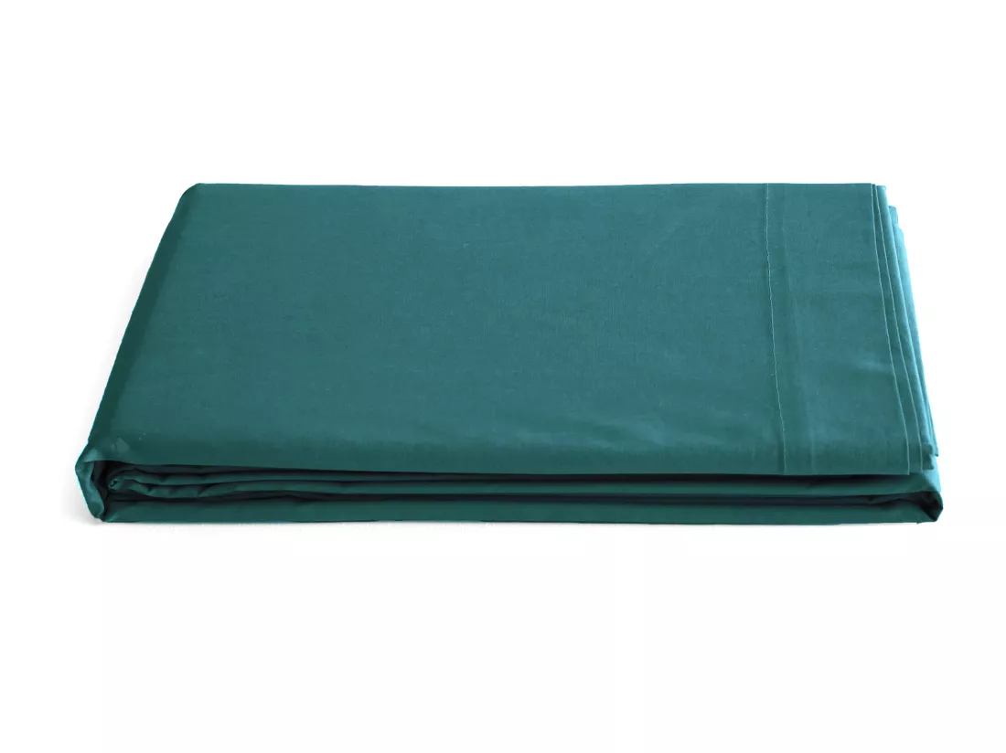Drap plat 240x300 cm percale de coton MANOIR vert Canard