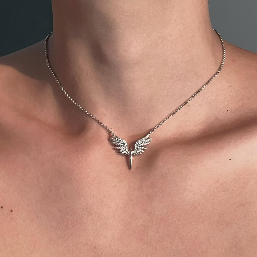Lilafey - Vleugel strass hanger ketting