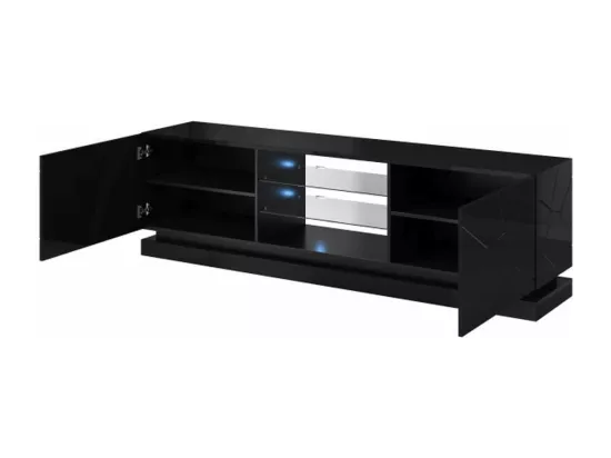 Meuble TV noir design 200 cm à LED Clost - Avec LED