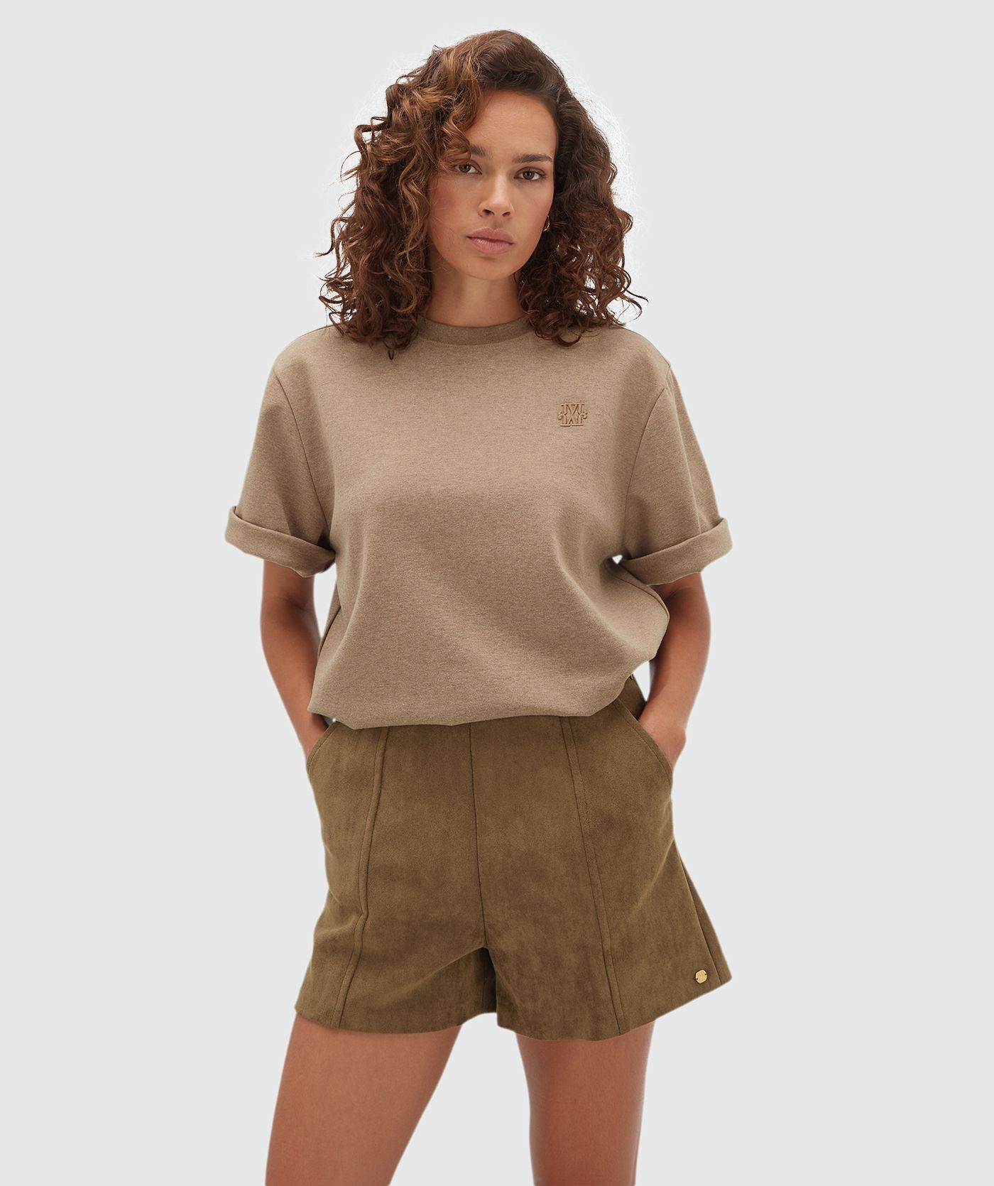 JV-PAXTON oversized T-shirt - khaki melange