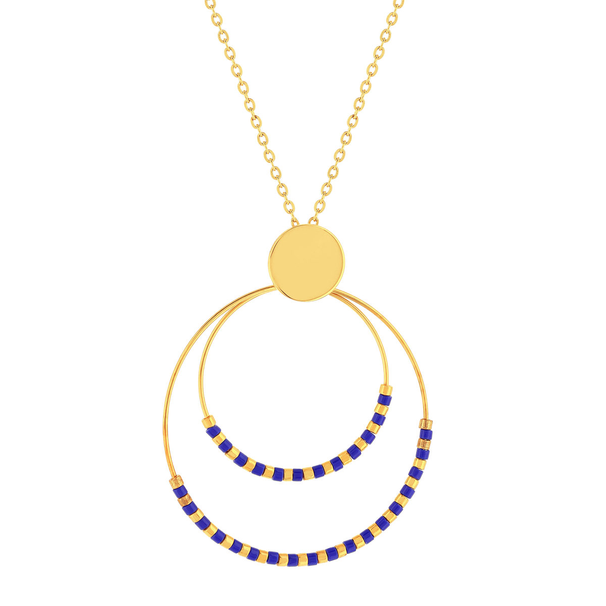 Collier acier doré lapis lazuli