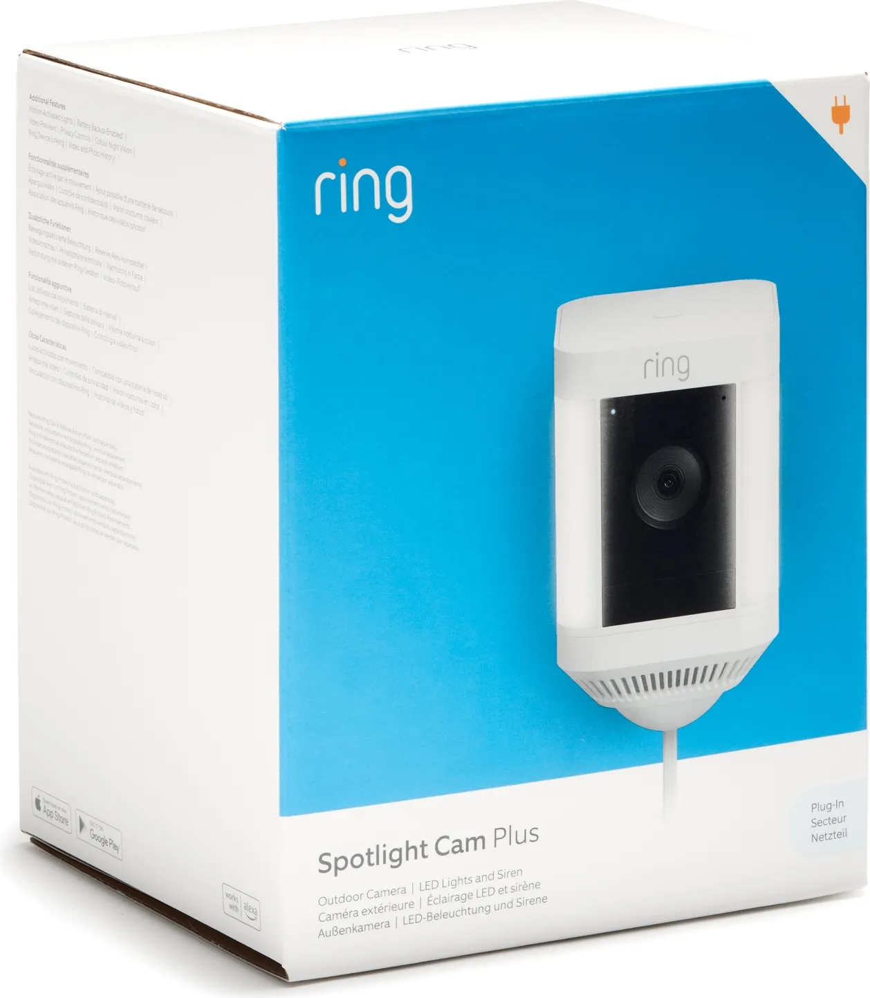 Ring Spotlight Cam Plus Plug-in Blanc Caméra de surveillance