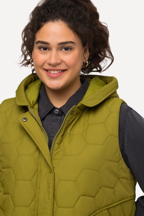 HYPRAR Long-Steppweste, Steppmix, 2-Wege-Zipper, Kapuze