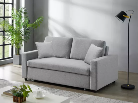 Canapé 3 places convertible en tissu INIZOR - Gris clair