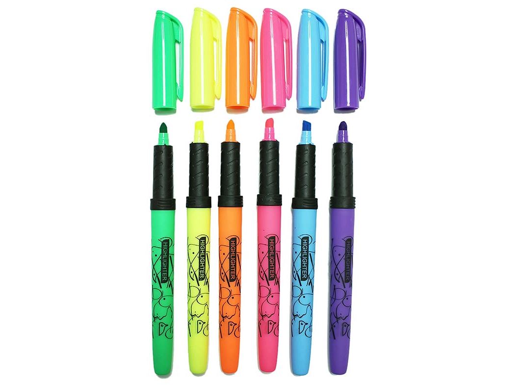 CONJUNTO DE 6 SUBLINHADORES AUCHAN FLUORESCENTE