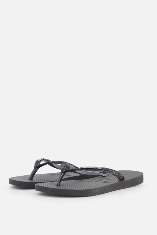 Havaianas Slim Glitter Slippers zwart Rubber