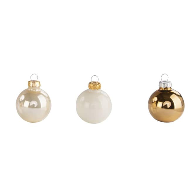Christbaumkugeln aus Glas - perle/braun/weiß - ca. 3,5 cm - 16 Stück