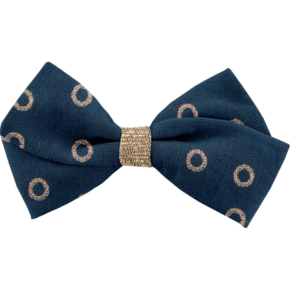 Petite Barrette Double Noeud Croisé Bulle Bronze Marine