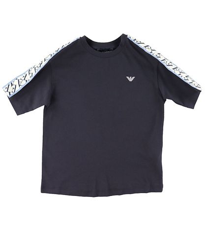 Emporio Armani T-Shirt - Blue Navy m. Logo-Streifen