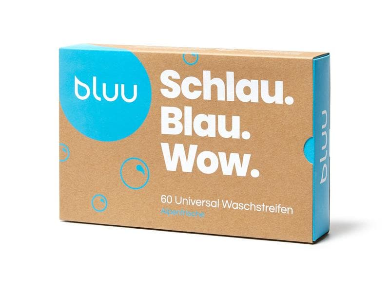 bluu Universal Waschmittelstreifen Alpenfrische 60 Stück Umweltfreundliche und praktische Waschmittelportionen