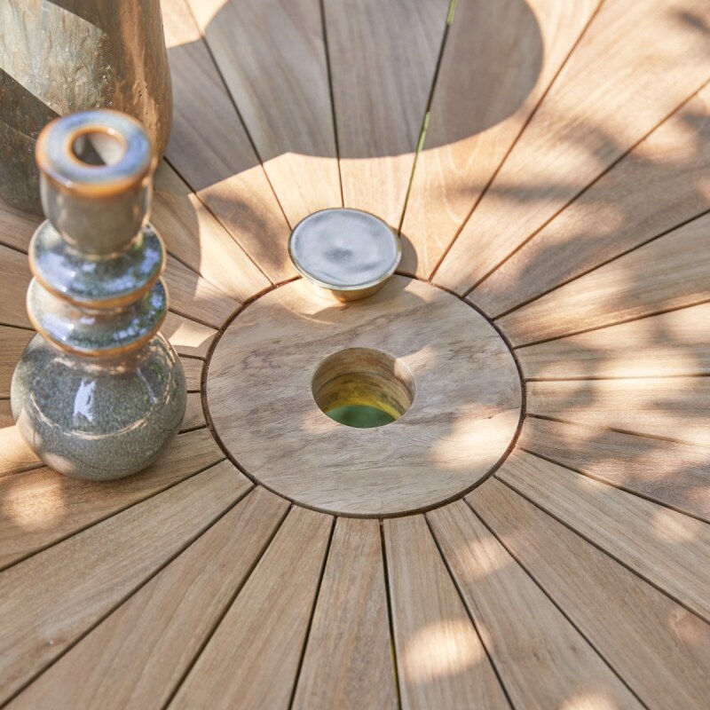 Table de jardin Andria en teck massif, pliable Ø 120 cm