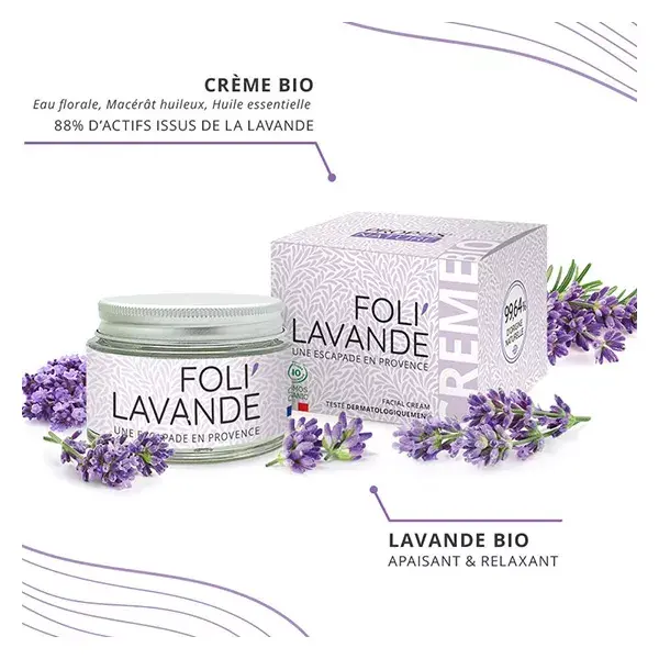 Propos'Nature - Creme Facial Orgânico de Lavanda - 99% Natural - 50ml