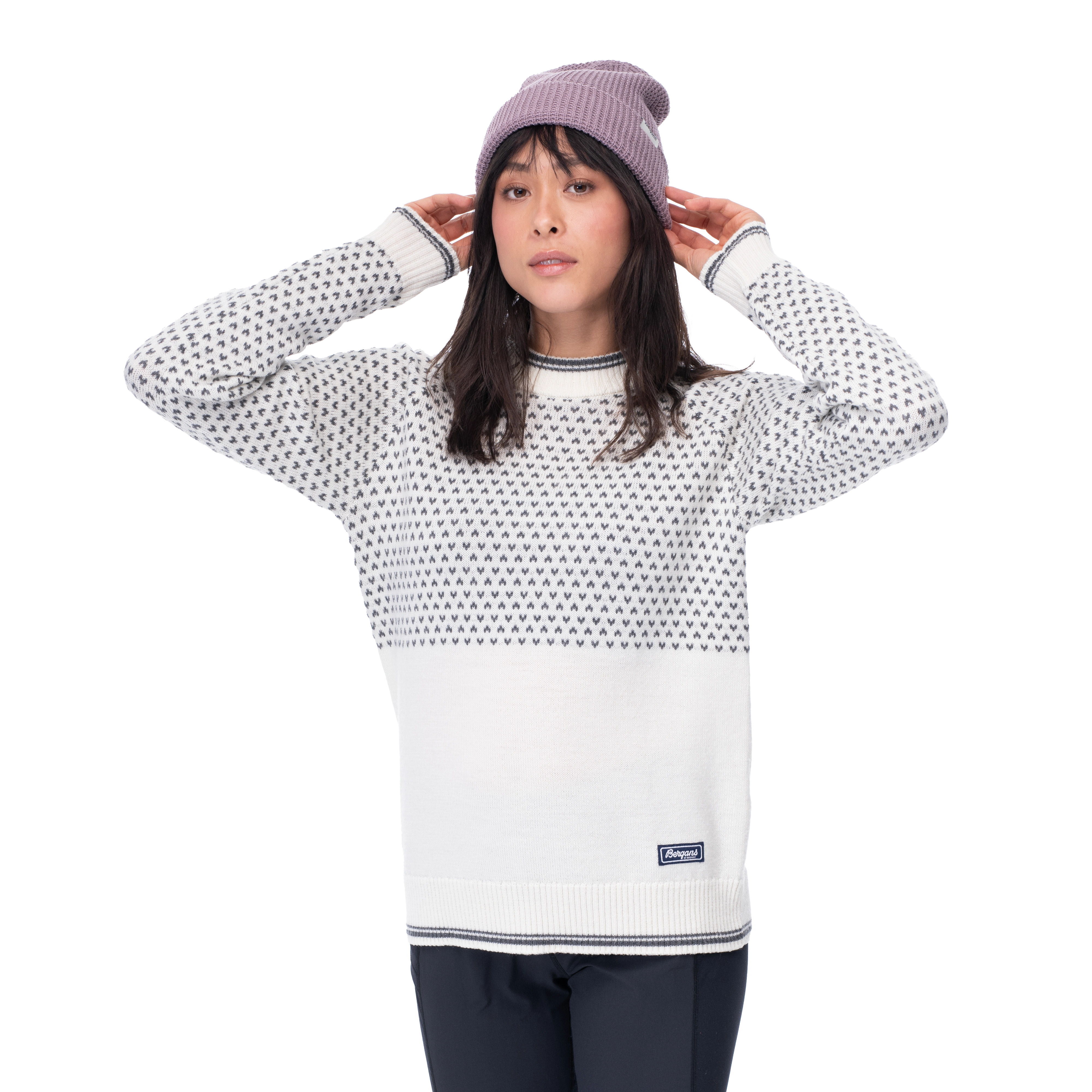 Alvdal Wool Jumper Women Vanilla White / Solid Dark Grey