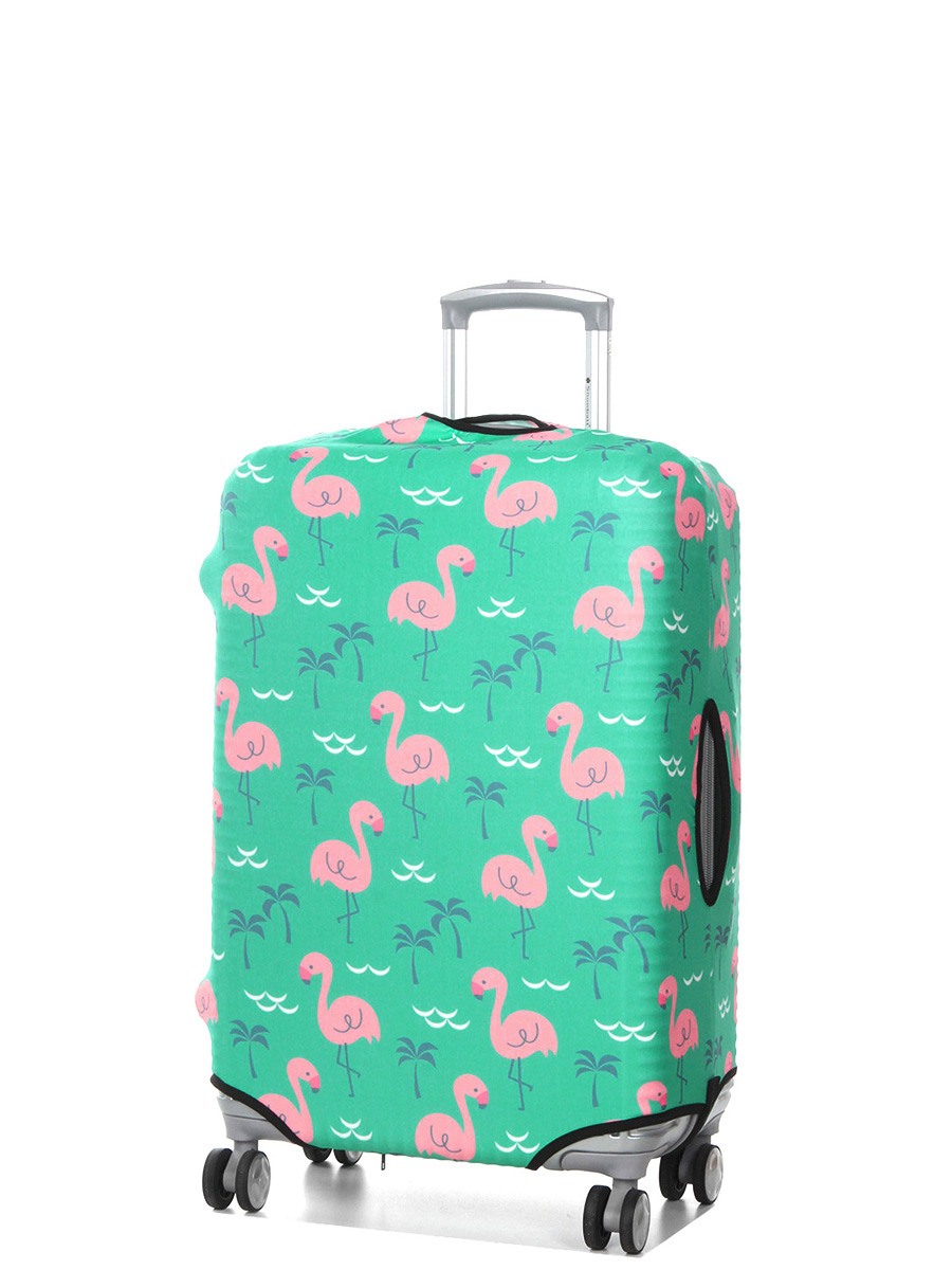 Housse de valise Periea Green with Pink Flamingos M