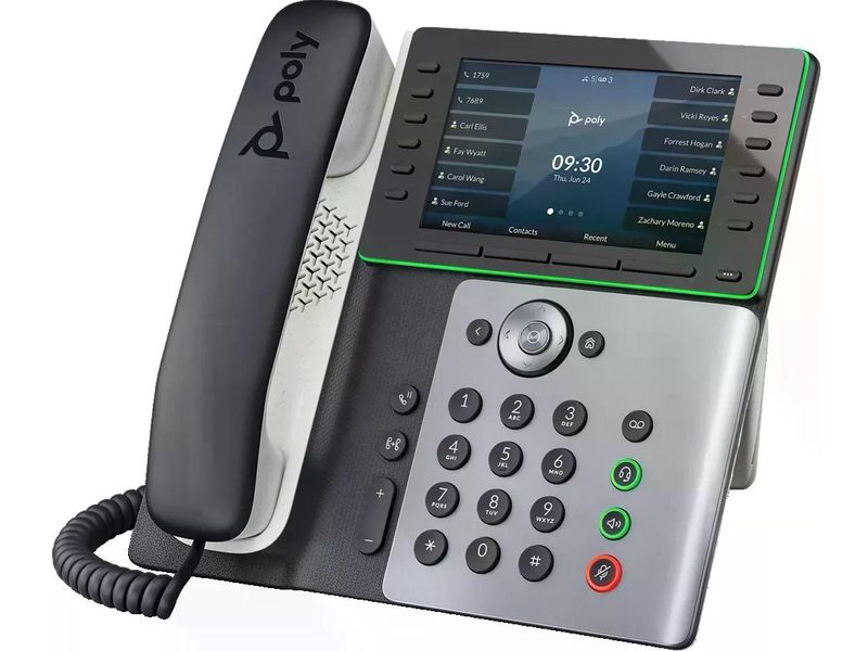 HP Tischtelefon Poly Edge E500 Grau/Schwarz/Weiss Festnetztelefon der Spitzenklasse für Führungskräfte