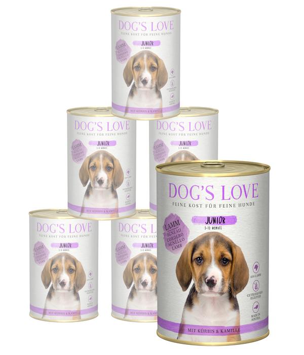 DOG'S LOVE Nassfutter für Hunde Junior, 6 x