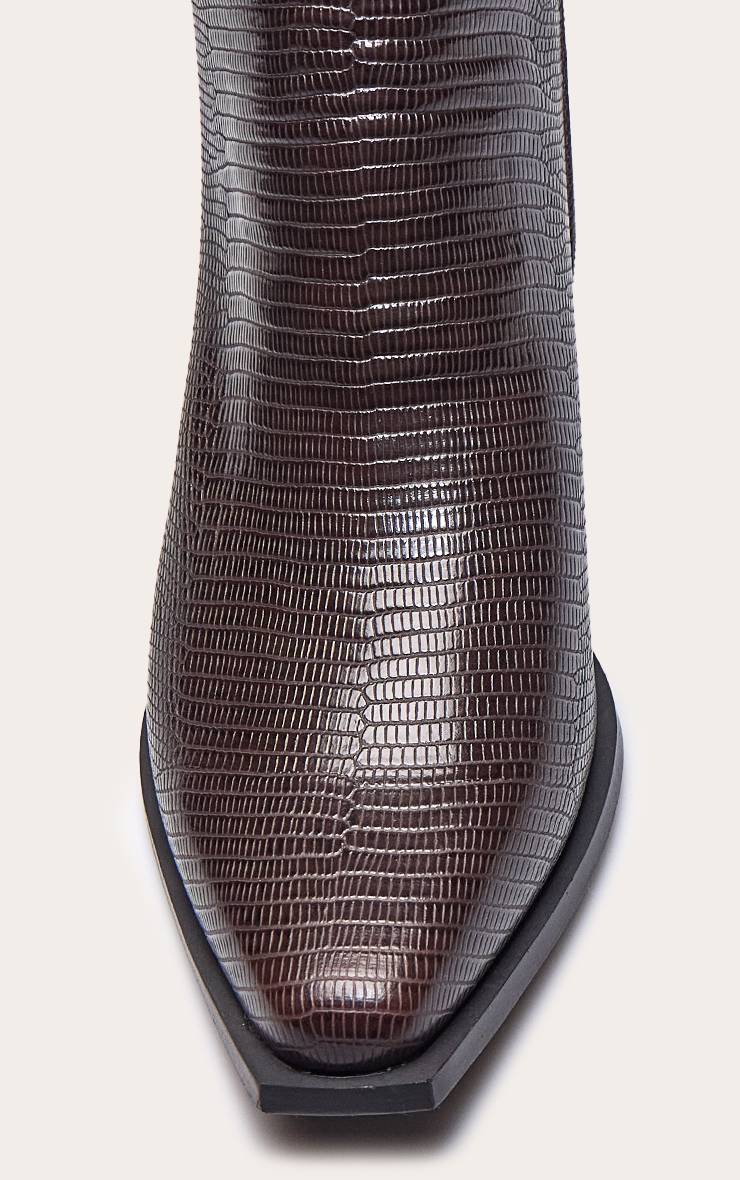 Snake Print Bottine À Talon Cubain En Synthétique Souple