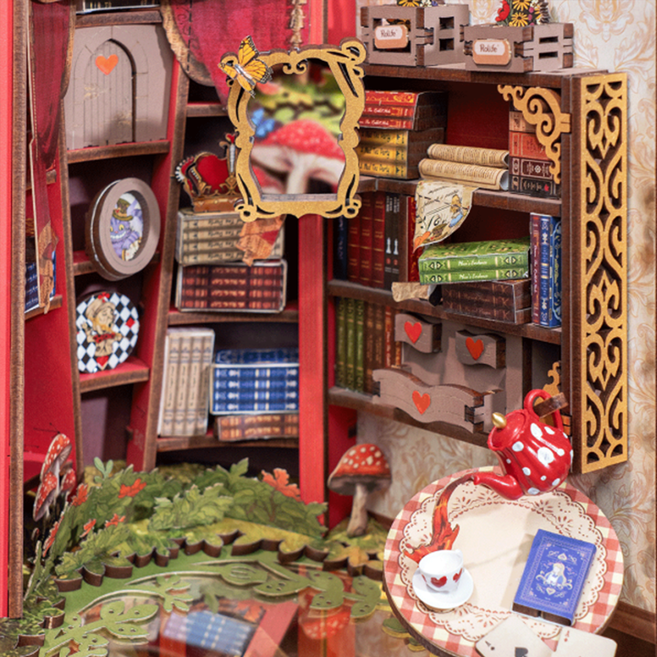 (300-tlg. Set) Rolife Book Nook Modell Bausatz DIY Miniatur Haus mit Licht Home Deko Buchstütze für Erwachsene (TGB12) - Fall Into Wonder