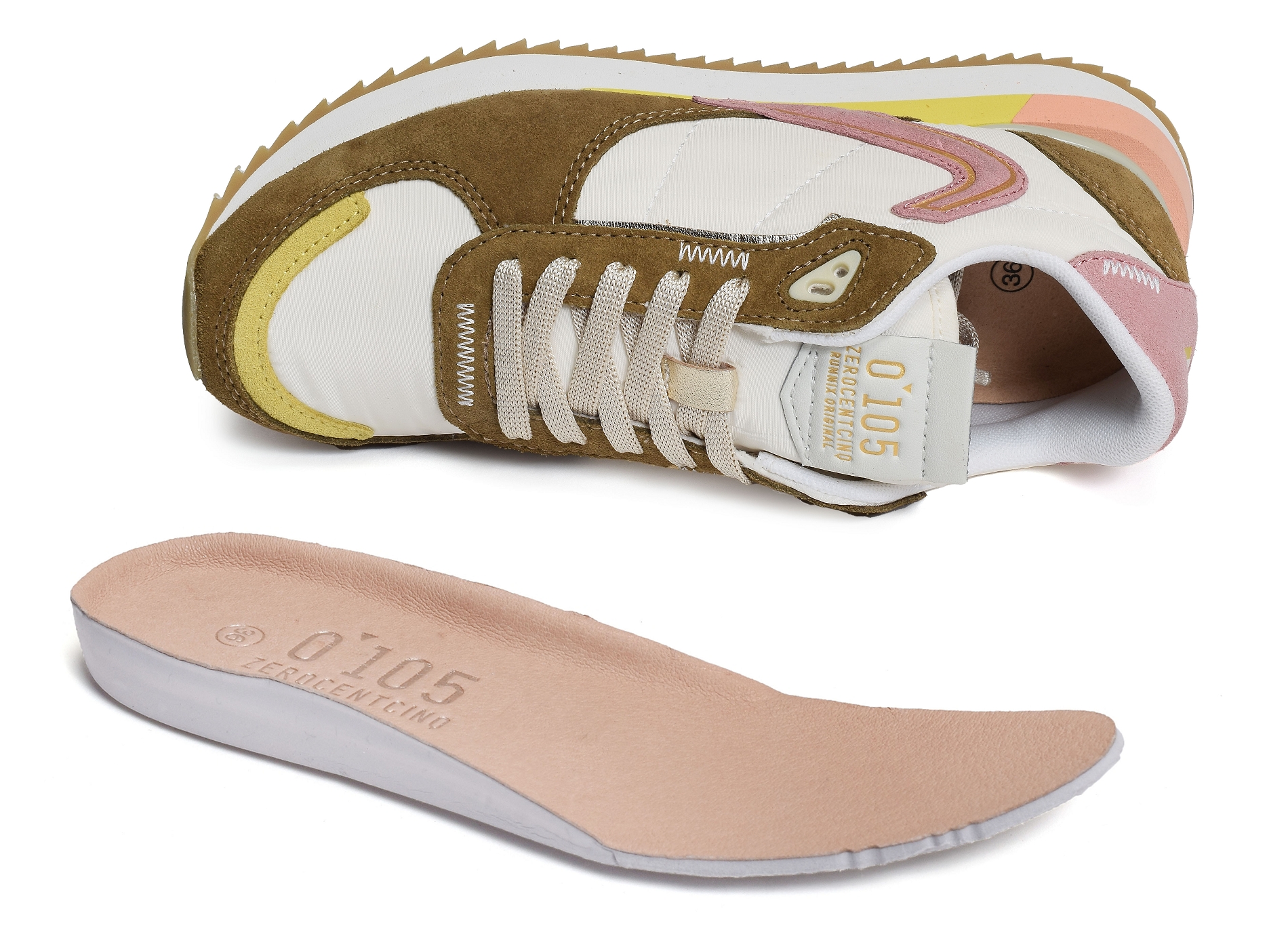Runnix trim blanc kaki