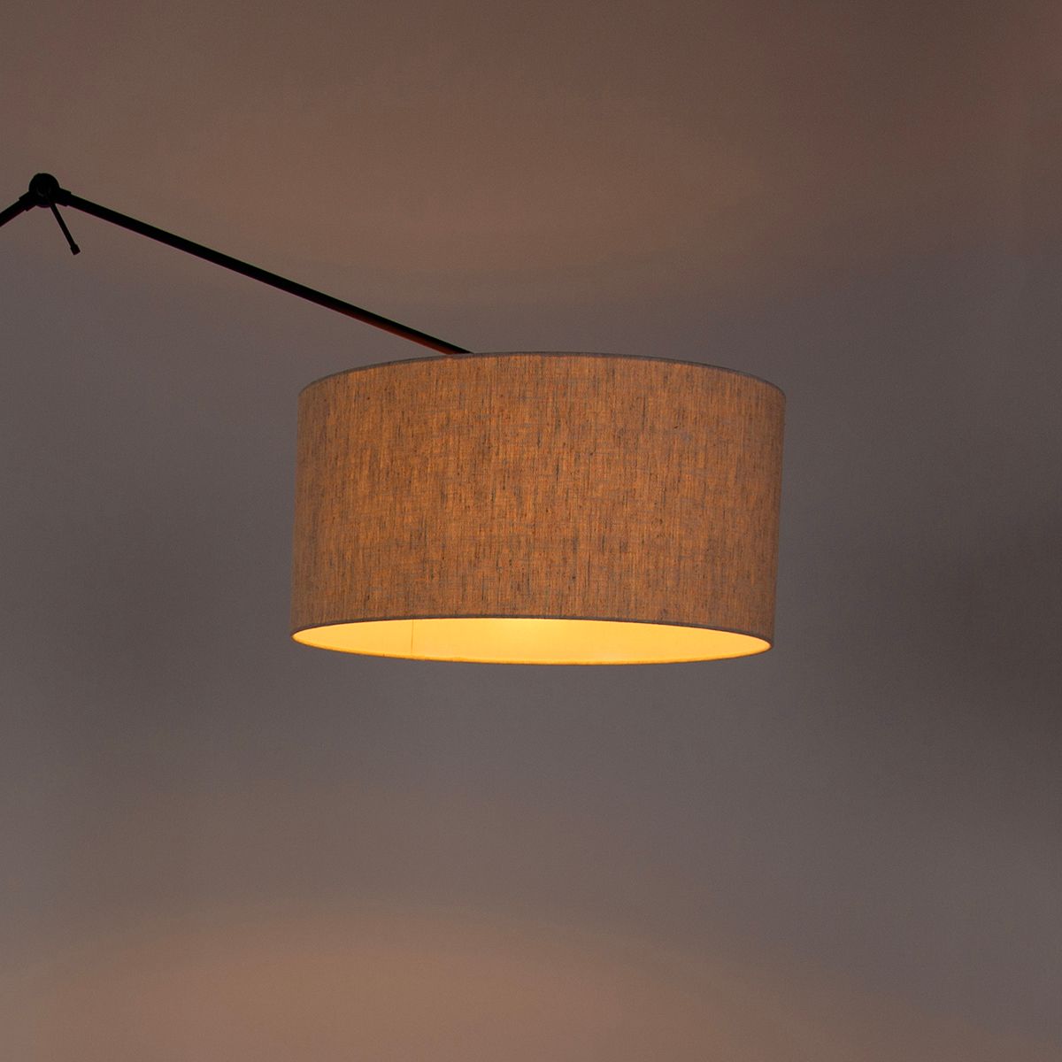 Vloerlamp zwart met kap lichtgrijs 50 cm verstelbaar - Editor