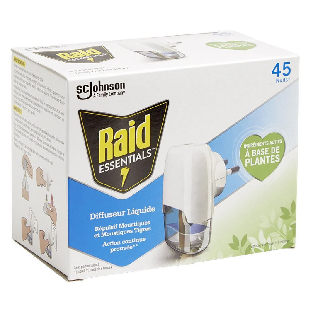 Diffuseur liquide antimoustique Raid avec recharge 45 nuits 32ml