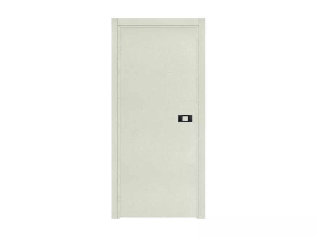 Bloc-porte pose fin de chantier collection Premium Miro avec poignée Exclusive noire, H.204 x l.63 cm, aspect textile perle, réversible