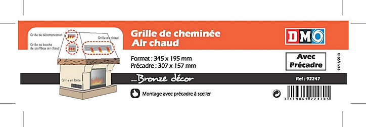 Grille de décompression avec précadre bronze 345 x 195 DMO