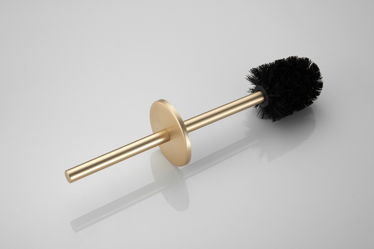 Saniclear Brass toiletborstel met wandhouder geborsteld messing mat goud