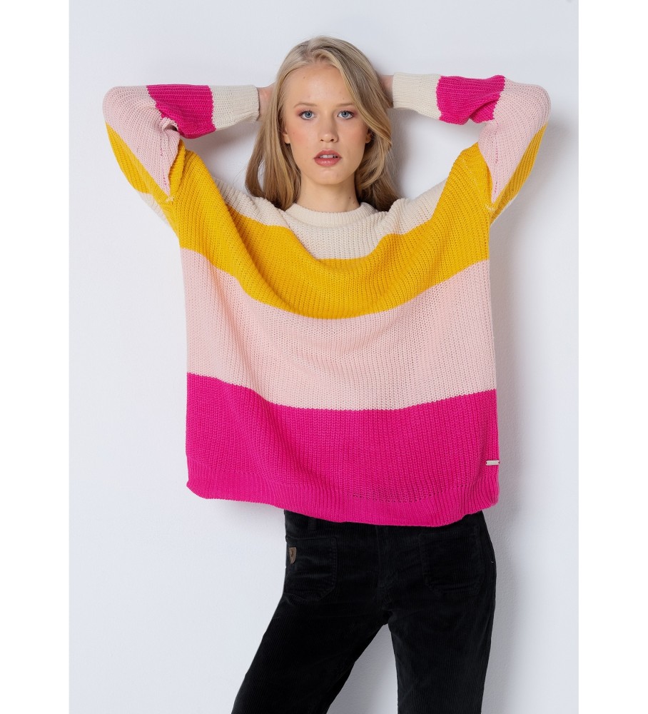 Suéter Lois de malha listrada jacquard multicolorida
