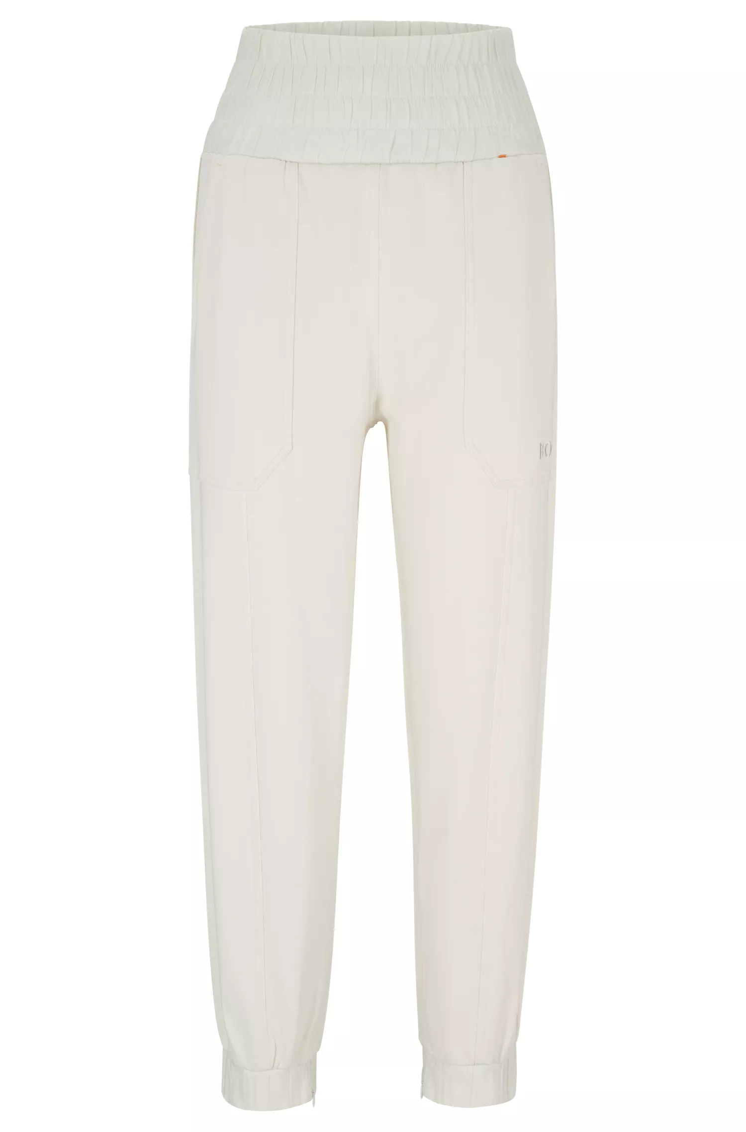 Calça de fato de treino BOSS preta com punhos e cintura franzida.