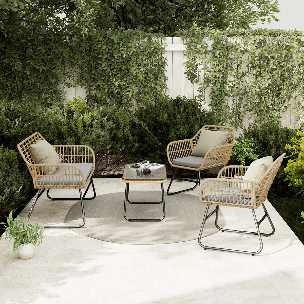 Beldano Loungegarnitur Bali 4-teilig anthrazit,grau,natur