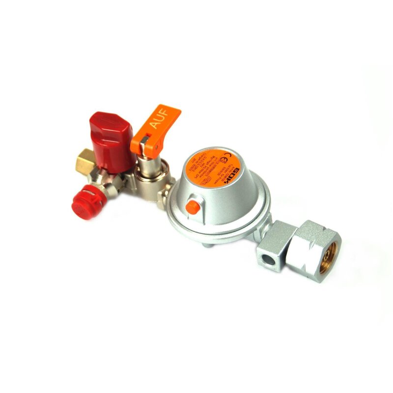 GOK Gasdruckregler 50 mbar - 1kg/h  Komb.A -> Rohrverschraubung 8 mm