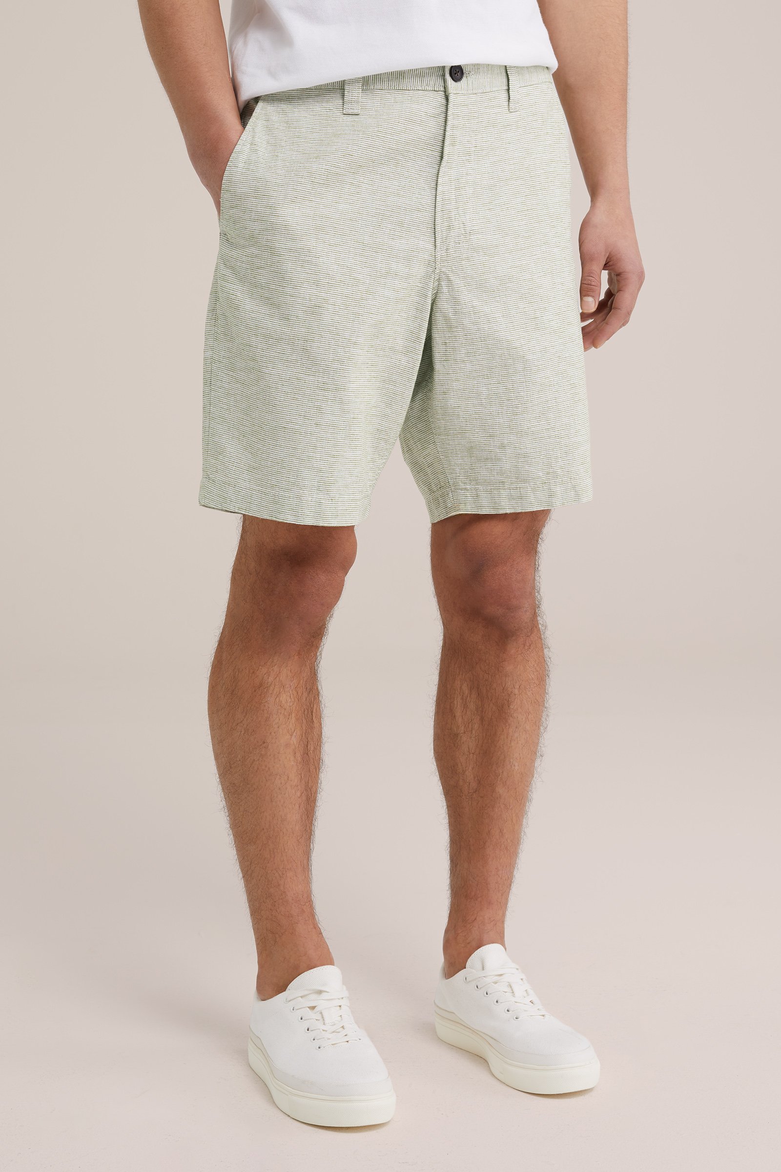 relaxed fit chinoshort met dessin WE Fashion Mosgroen